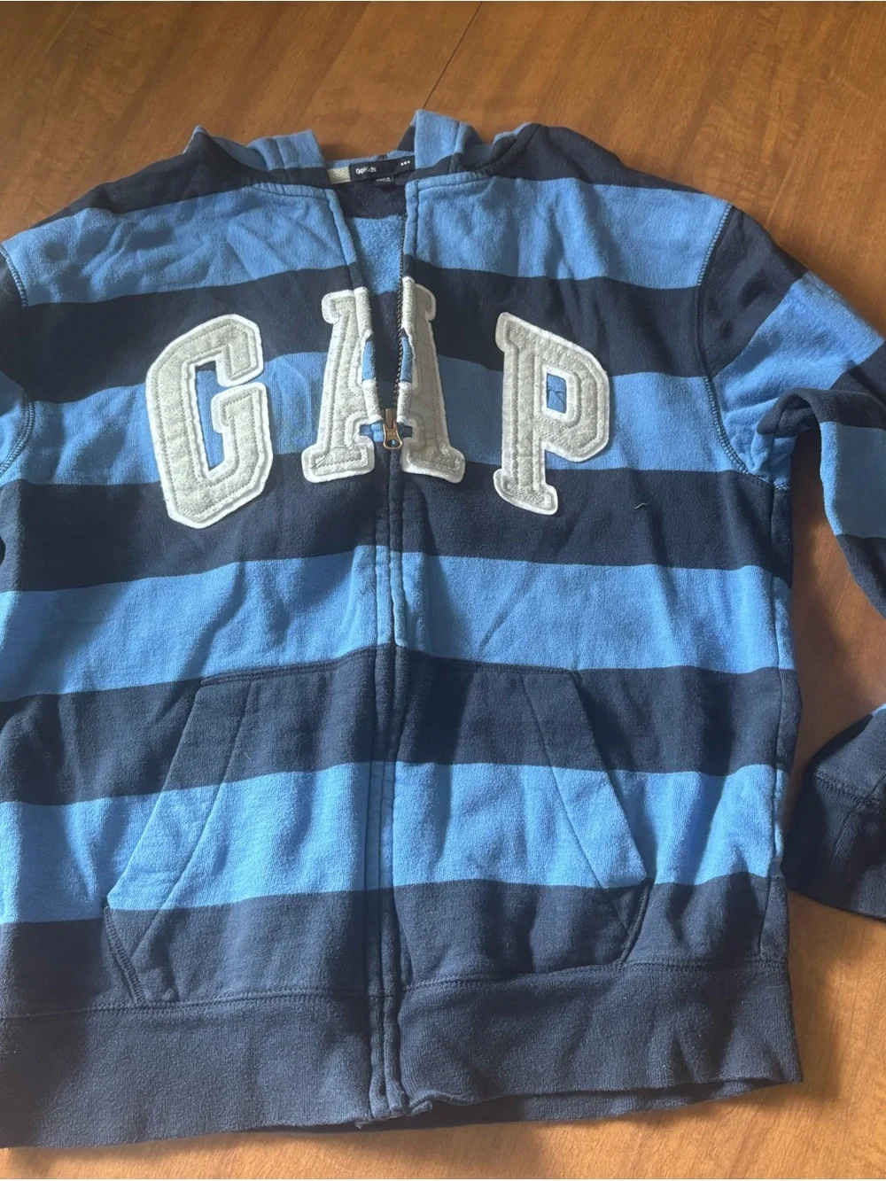 GAP Blue & Navy Striped Full-Zip Hoodie